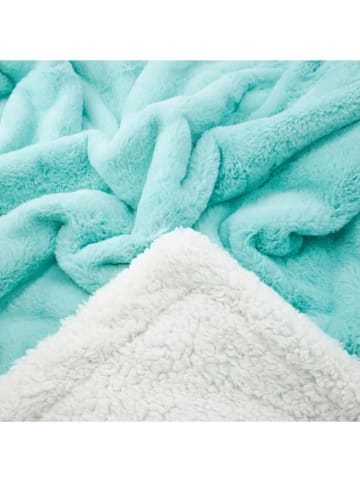 Le Comptoir de la Plage Plaid "Lapin" in Türkis/ Weiß - (L)170 x (B)130 cm