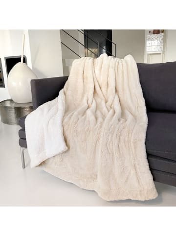 Le Comptoir de la Plage Plaid "Lapin" in Beige/ Weiß - (L)170 x (B)130 cm