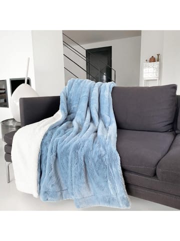 Le Comptoir de la Plage Plaid "Lapin" lichtblauw/wit - (L)170 x (B)130 cm