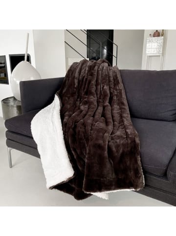 Le Comptoir de la Plage Plaid "Lapin" in Braun/ Weiß - (L)170 x (B)130 cm