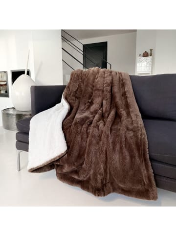 Le Comptoir de la Plage Plaid "Lapin" in Weiß/ Hellbraun - (L)170 x (B)130 cm