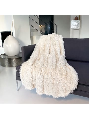 Le Comptoir de la Plage Plaid ''Longwool'' beige - (L)170 x (B)130 cm