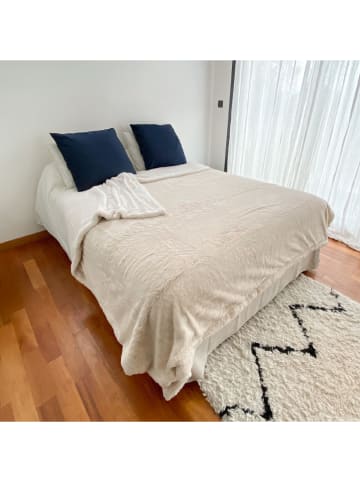 Le Comptoir de la Plage Plaid "Lapin'' beige/wit - (L)240 x (B)220 cm