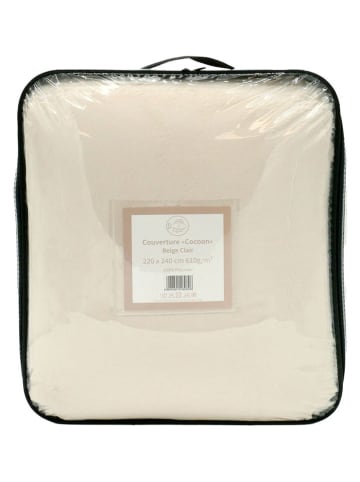 Le Comptoir de la Plage Plaid "Lapin'' in Beige/ Weiß - (L)240 x (B)220 cm