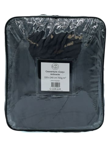 Le Comptoir de la Plage Plaid ''Cozy'' in Anthrazit - (L)240 x (B)220 cm