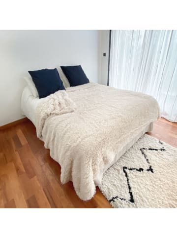 Le Comptoir de la Plage Plaid ''Longwool'' beige - (L)240 x (B)220 cm