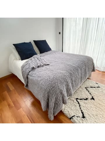 Le Comptoir de la Plage Plaid ''Longwool'' grijs - (L)240 x (B)220 cm