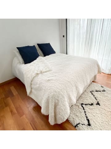 Le Comptoir de la Plage Plaid ''Longwool'' crème - (L)240 x (B)220 cm