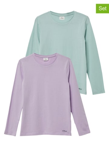 s.Oliver 2-delige set: longsleeves lila/mintgroen