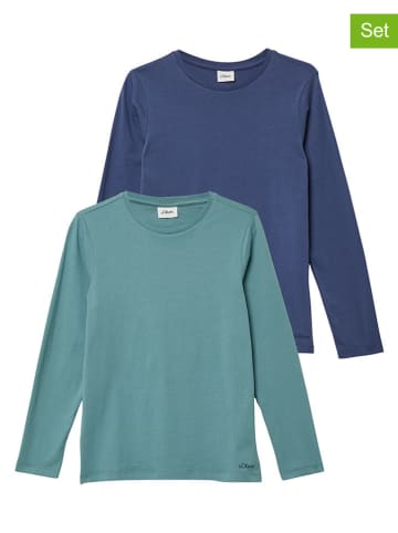 s.Oliver 2-delige set: longsleeves donkerblauw/turquoise