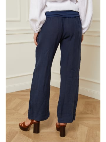Fleur de Lin Linnen broek "Astrid" donkerblauw