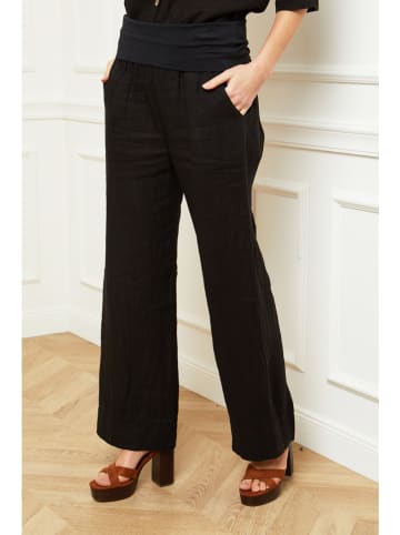 Fleur de Lin Lniane spodnie "Astrid" w kolorze czarnym