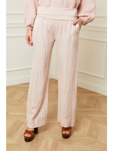 Fleur de Lin Lniane spodnie "Astrid" w kolorze jasnoróżowym