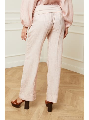 Fleur de Lin Lniane spodnie "Astrid" w kolorze jasnoróżowym