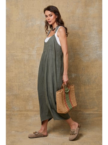 La Compagnie Du Lin Linnen tuinbroek "Bridget" kaki