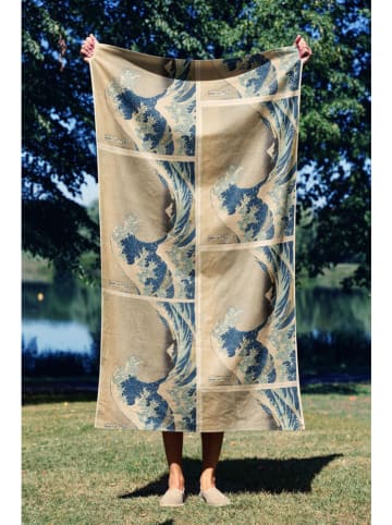 Colourful Cotton Strandtuch in Beige/ Blau