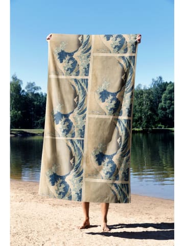 Colourful Cotton Strandtuch in Beige/ Blau