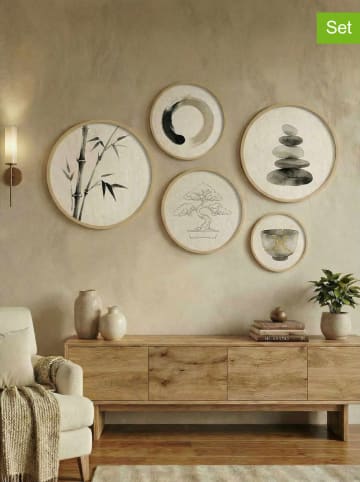 Evila 5er-Set: Kunstdrucke "Huhu" in Creme