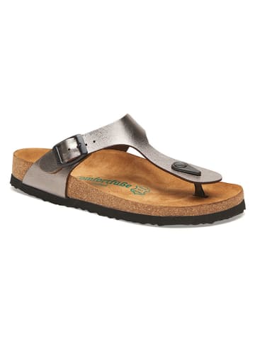 Comfortfusse Skórzane japonki w kolorze srebrnym