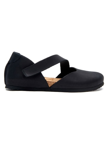 Comfortfusse Leder-Ballerinas in Schwarz