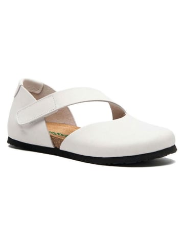 Comfortfusse Leder-Ballerinas in Weiß