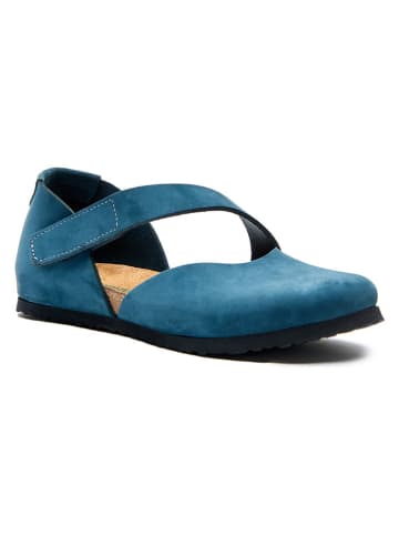 Comfortfusse Leder-Ballerinas in Dunkelblau