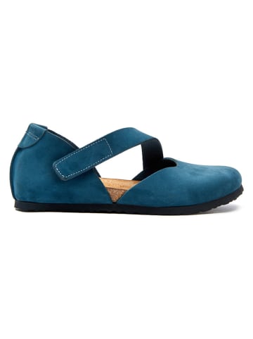 Comfortfusse Leder-Ballerinas in Dunkelblau