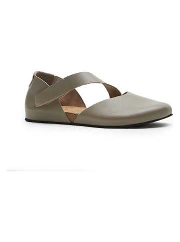 Comfortfusse Leder-Ballerinas in Taupe