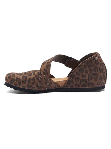 Comfortfusse Leder-Ballerinas in Braun