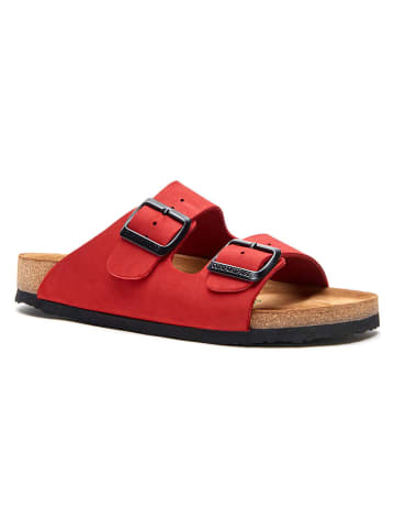 Comfortfusse Leren slippers rood