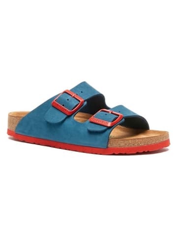 Comfortfusse Leren slippers donkerblauw/rood