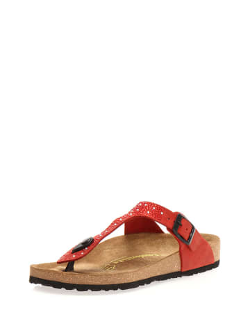 Comfortfusse Leder-Zehentrenner in Rot