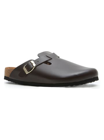 Comfortfusse Leder-Clogs in Dunkelbraun