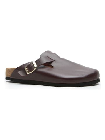 Comfortfusse Leder-Clogs in Bordeaux