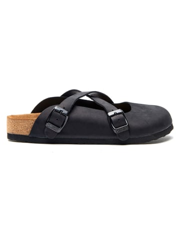 Comfortfusse Leder-Clogs in Schwarz