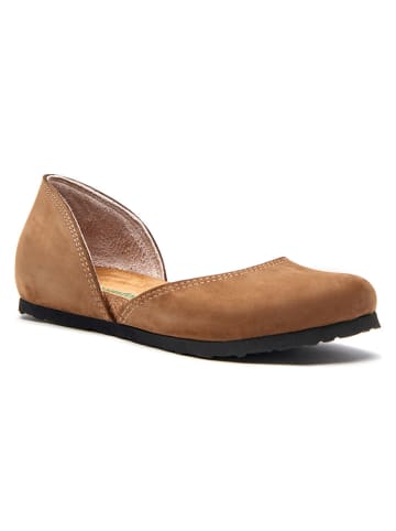 Comfortfusse Leder-Ballerinas in Sand