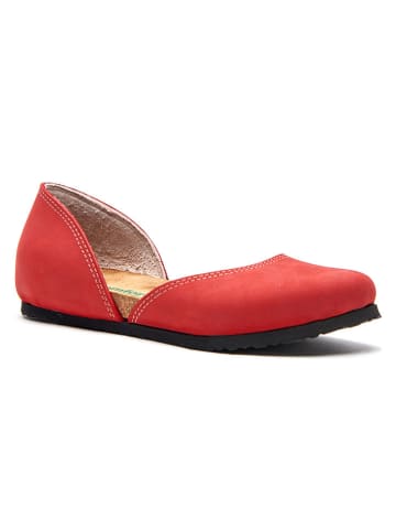 Comfortfusse Leder-Ballerinas in Rot