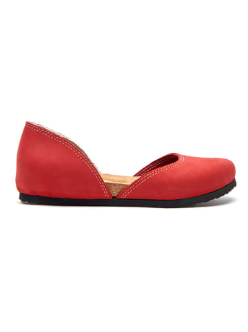 Comfortfusse Leder-Ballerinas in Rot