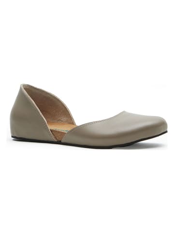 Comfortfusse Leder-Ballerinas in Grau