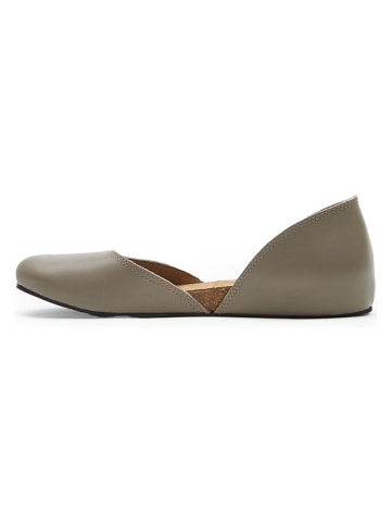 Comfortfusse Leder-Ballerinas in Grau