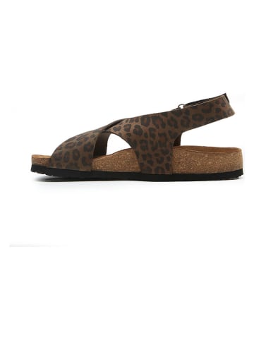 Comfortfusse Leder-Sandalen in Braun/ Schwarz