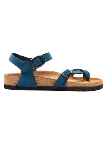 Comfortfusse Leder-Zehensandalen in Dunkelblau