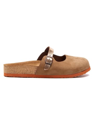 Comfortfusse Leren clogs zandkleurig/roségoudkleurig