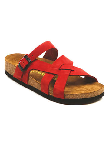Comfortfusse Leren slippers rood