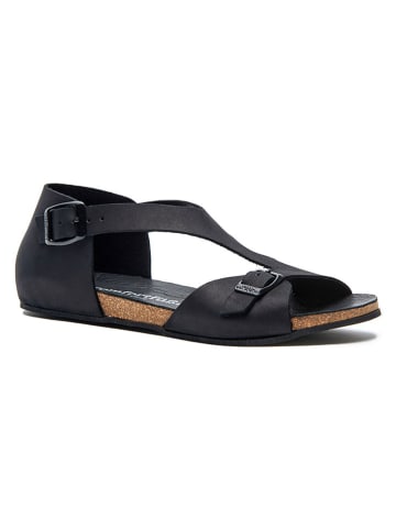 Comfortfusse Leder-Sandalen in Schwarz