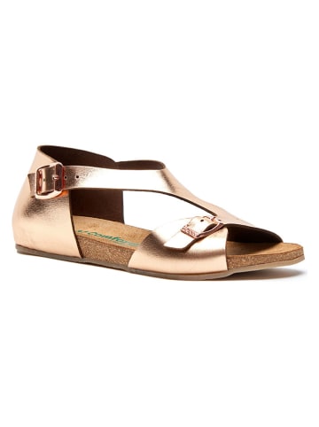 Comfortfusse Leder-Sandalen in Rosegold