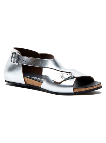 Comfortfusse Leder-Sandalen in Silber