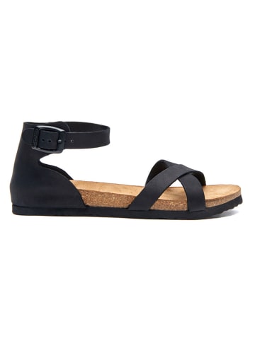 Comfortfusse Leder-Sandalen in Schwarz