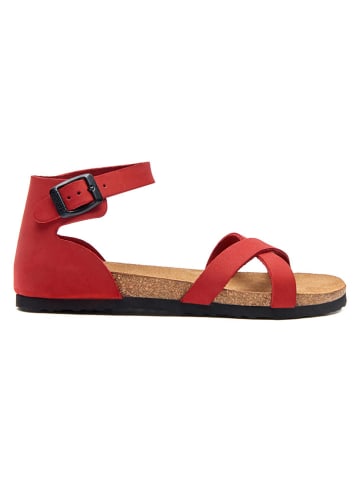Comfortfusse Leder-Sandalen in Rot