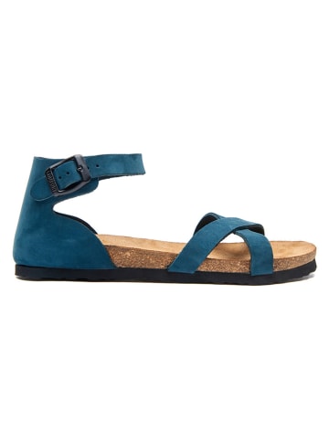 Comfortfusse Leder-Sandalen in Dunkelblau